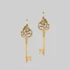 End Of Line VERONA. Skeleton Key Earrings - Gold