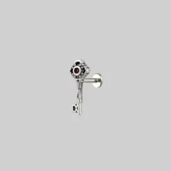 HALLOWEEN 2021 TWILIGHT. Skeleton Key Stud Earring - Silver Earrings