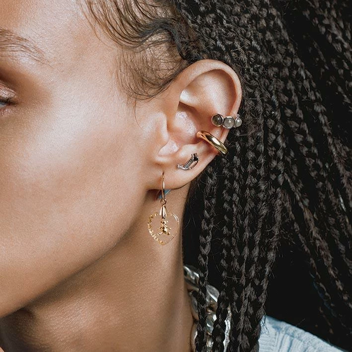 End Of Line MABEL. Teddy Bear Engraved Glass Heart Earrings - Gold 4 End Of Line MABEL. Teddy Bear Engraved Glass Heart Earrings - Gold