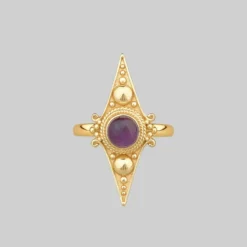 CLASSICS BALANCE. Amethyst Equilibrium Gemstone Ring - Gold Rings