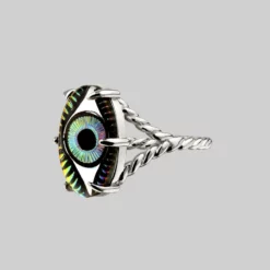 End Of Line Rings BEHOLD. Iridescent Glass Eye Ring - Silver