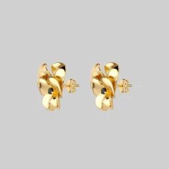 End Of Line HARMONY. Pansy Flower Stud Earrings - Gold