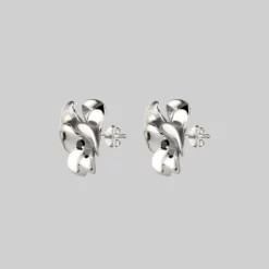 End Of Line HARMONY. Pansy Flower Stud Earrings - Silver