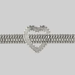 End Of Line HANGIN HEART. Wide Curb Chain Choker - Silver