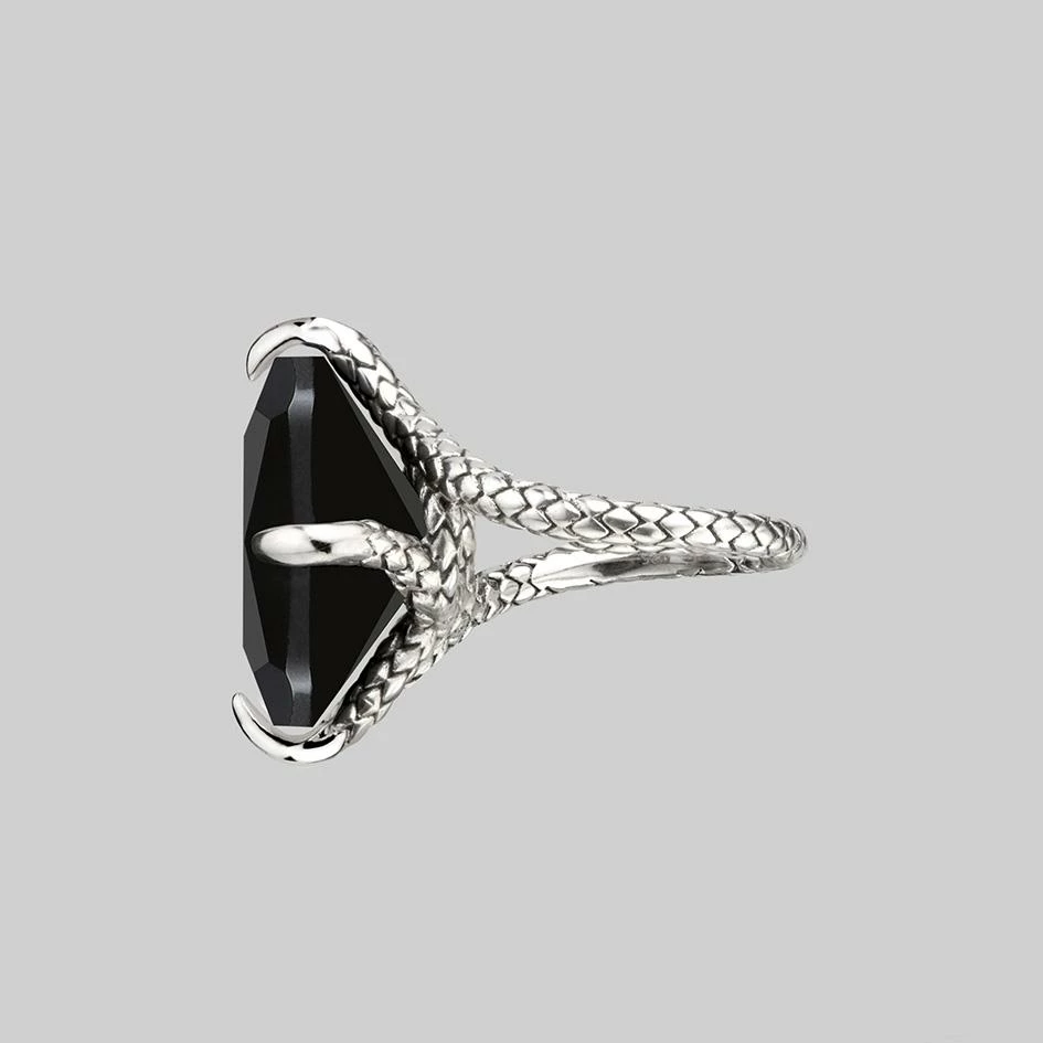 End Of Line DEITY. Onyx Snake Bite Ring - Silver Rings 4 End Of Line DEITY. Onyx Snake Bite Ring - Silver Rings