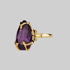 HALLOWEEN 2021 MALEFICENT. Amethyst CZ Gothic Ring - Gold Rings