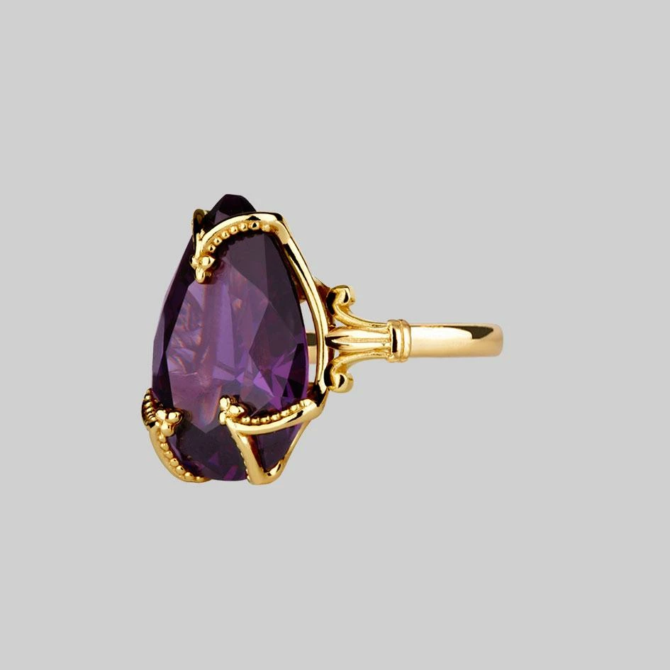 HALLOWEEN 2021 MALEFICENT. Amethyst CZ Gothic Ring - Gold Rings 2 HALLOWEEN 2021 MALEFICENT. Amethyst CZ Gothic Ring - Gold Rings