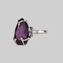 HALLOWEEN 2021 MALEFICENT. Amethyst CZ Gothic Ring - Silver Rings