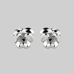 End Of Line HARMONY. Pansy Flower Stud Earrings - Silver