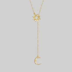 CLASSICS SOLSTICE. Sun & Moon Lariat Necklace - Gold