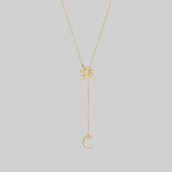 CLASSICS SOLSTICE. Sun & Moon Lariat Necklace - Gold