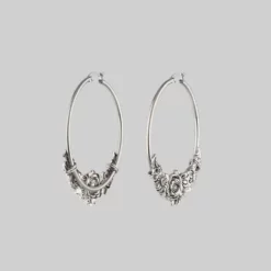 CLASSICS EMINENCE. Romantic Floral Hoop Earrings - Silver