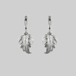 End Of Line IVY. Winter Leaf Hoop Earrings - Silver