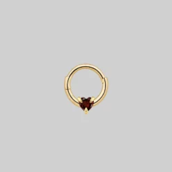 CLASSICS HEART & SOUL. Garnet Heart Septum Clicker Ring - Gold Earrings
