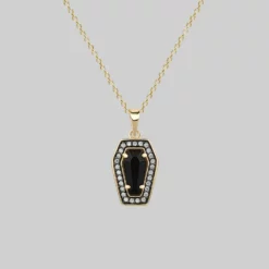 End Of Line MORI. Black Onyx & Crystal Coffin Gold Necklace Necklaces & Chains