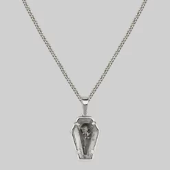 CLASSICS Necklaces & Chains REBIRTH. Rose Under Glass Coffin Necklace - Silver