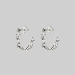 CLASSICS Earrings SARAH. Rose Foliage Hoops - Silver
