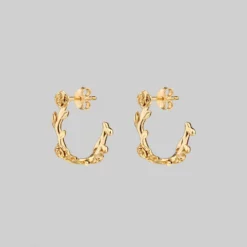 CLASSICS Earrings SARAH. Rose Foliage Hoops - Gold