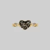 End Of Line MEMENTO MORI. Black Enamel Heart Gold Ring Gold Rings