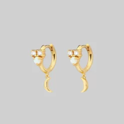 CLASSICS MOONLIGHT. Opal Moon Clicker Hoop Earrings - Gold