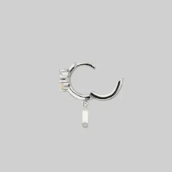 CLASSICS MOONLIGHT. Opal Moon Clicker Hoop Earrings - Silver