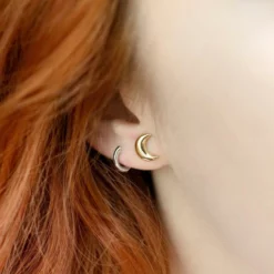 End Of Line LUNA. Moon Crescent 9K Gold Earrings