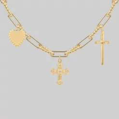 CLASSICS MANIFEST. Multi Charm Chain Necklace - Gold