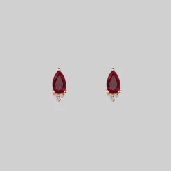 CLASSICS LA BELLE. Garnet & Cubic Zirconia Gold Stud Earrings