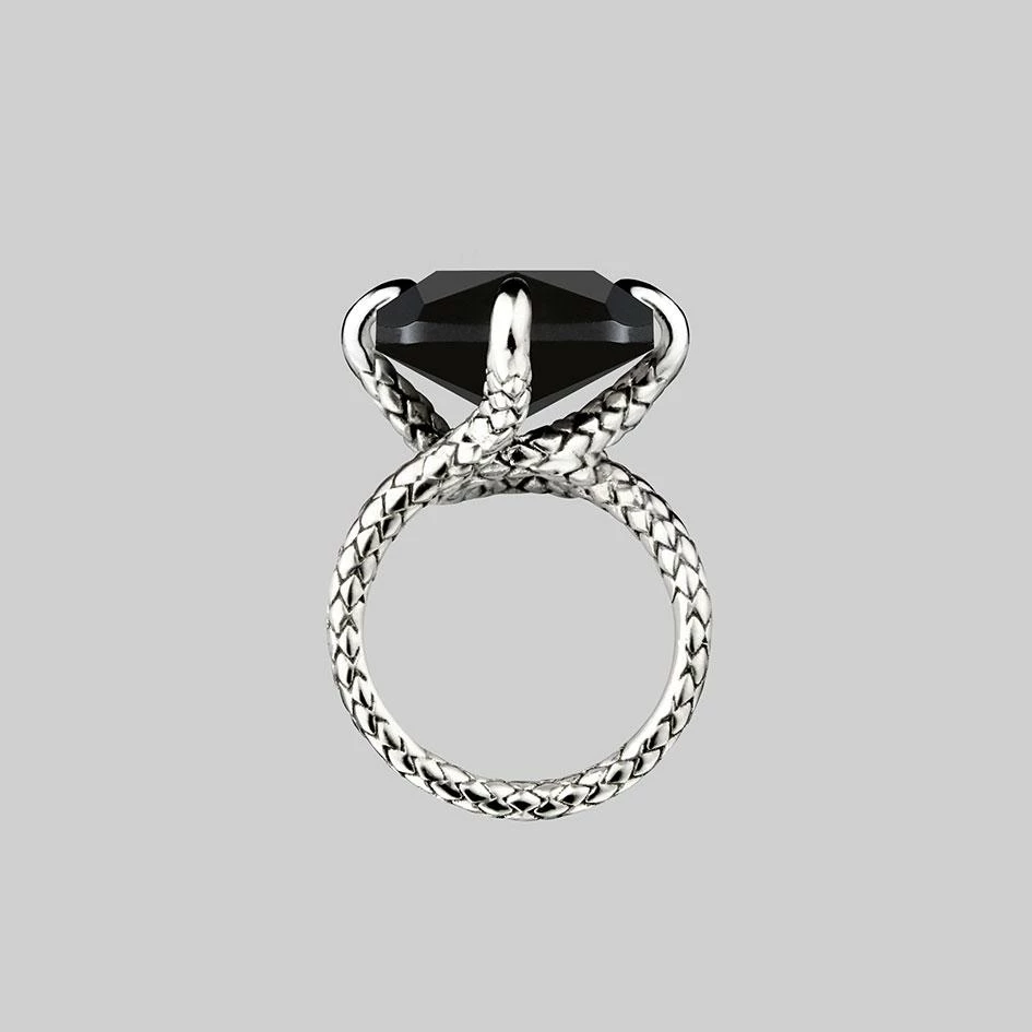 End Of Line DEITY. Onyx Snake Bite Ring - Silver Rings 2 End Of Line DEITY. Onyx Snake Bite Ring - Silver Rings