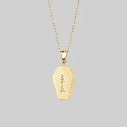 CLASSICS REBIRTH. Rose Under Glass Coffin Necklace - Gold