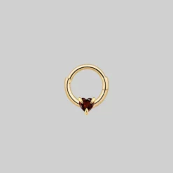 CLASSICS HEART & SOUL. Garnet Heart Septum Clicker Ring - Gold Earrings