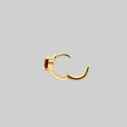 CLASSICS HEART & SOUL. Garnet Heart Hoop Earrings - Gold