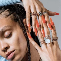 End Of Line BEHOLD. Iridescent Glass Eye Ring - Gold