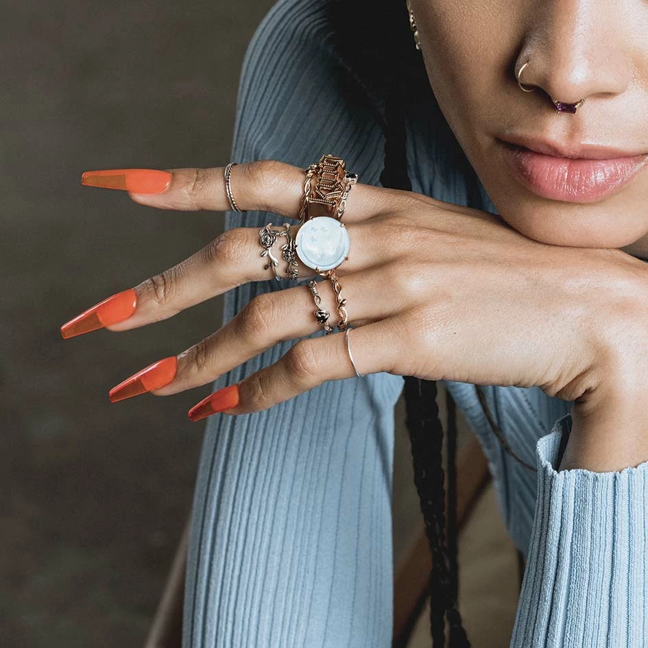 CLASSICS BLUE MOON. Crystal Moon & Star Ring - Silver 4 CLASSICS BLUE MOON. Crystal Moon & Star Ring - Silver