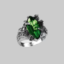 CLASSICS VERIDIAN. Dark Foliage Green Crystal Ring Rings