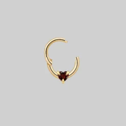 CLASSICS HEART & SOUL. Garnet Heart Septum Clicker Ring - Gold Earrings