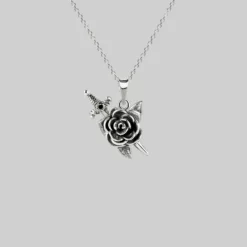 AW21 Necklaces & Chains RHAPSODY. Dagger Through Rose Necklace - Silver