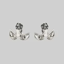 CLASSICS VERDURS. Rose & Foliage Earrings - Silver