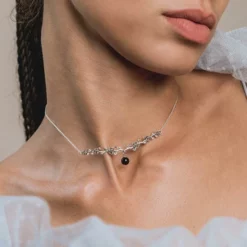 End Of Line DAMASK. Garnet Rose Foliage Collar Necklace - Gold Necklaces & Chains