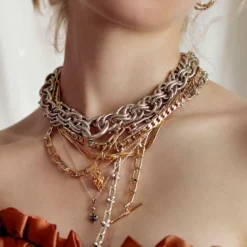 AW21 Necklaces & Chains RHAPSODY. Dagger Through Rose Necklace - Silver
