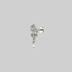 CLASSICS Earrings AMOR. Silver Rose Stem Stud Earring - Helix/Tragus