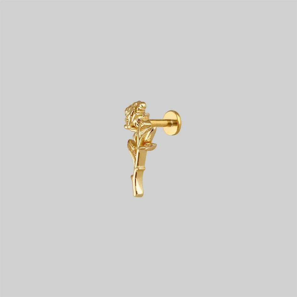 CLASSICS Earrings AMOR. Gold Rose Stem Stud Earring - Helix/Tragus 6 CLASSICS Earrings AMOR. Gold Rose Stem Stud Earring - Helix/Tragus