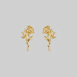 CLASSICS AMOR. Rose Stem Stud Earrings - Gold