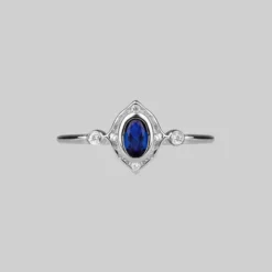 CLASSICS HAWTHORNE. Detailed Royal Blue Silver Ring