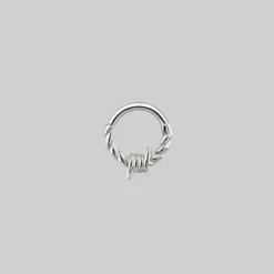 AW21 SURVIVAL. Barbed Wire Septum Clicker Ring - Silver Earrings