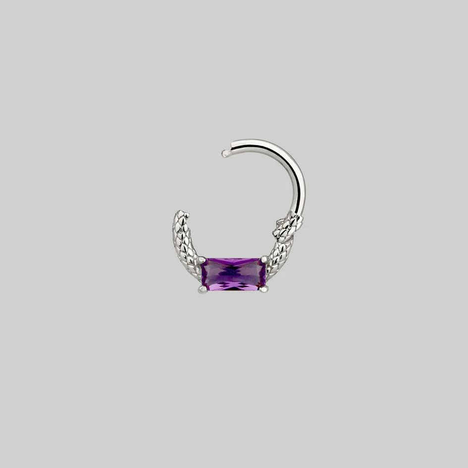 CLASSICS Earrings NYMPH. Amethyst Silver Clicker Ring - Septum 3 CLASSICS Earrings NYMPH. Amethyst Silver Clicker Ring - Septum