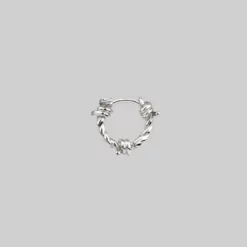 CLASSICS SURVIVAL. Symbolic Barbed Wire Clicker Hoop Earrings - Silver