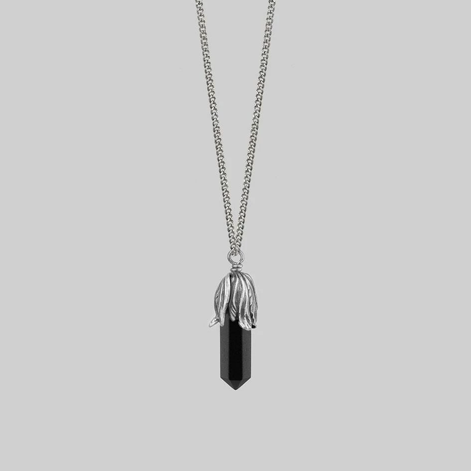 CLASSICS DEATH BLOOM. Black Agate Gemstone Necklace - Silver Necklaces & Chains 1 CLASSICS DEATH BLOOM. Black Agate Gemstone Necklace - Silver Necklaces & Chains