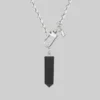 End Of Line SCARLET. Black Agate Pendant & Fob Clasp Necklace - Silver Necklaces & Chains