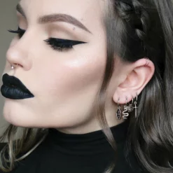 CLASSICS MORALITY. Skeleton Coffin Hoop Earrings - Silver